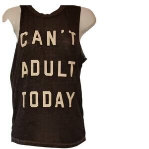 Fifth Sun Can't Adult Today Black Muscle Tank/Tee Size Small